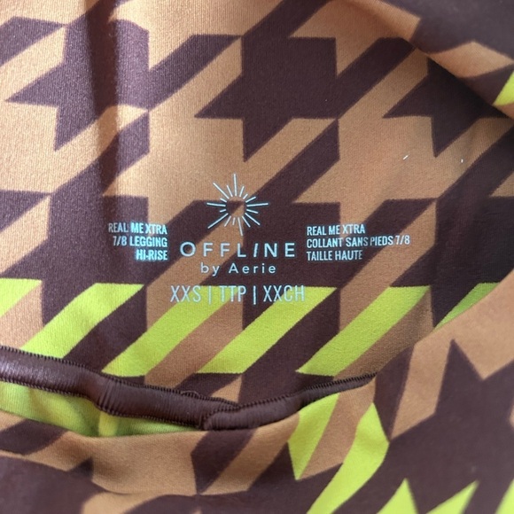 OFFLINE AERIE Real Me High Rise Maroon Tan Yellow houndstooth pattern leggings - Picture 5 of 6